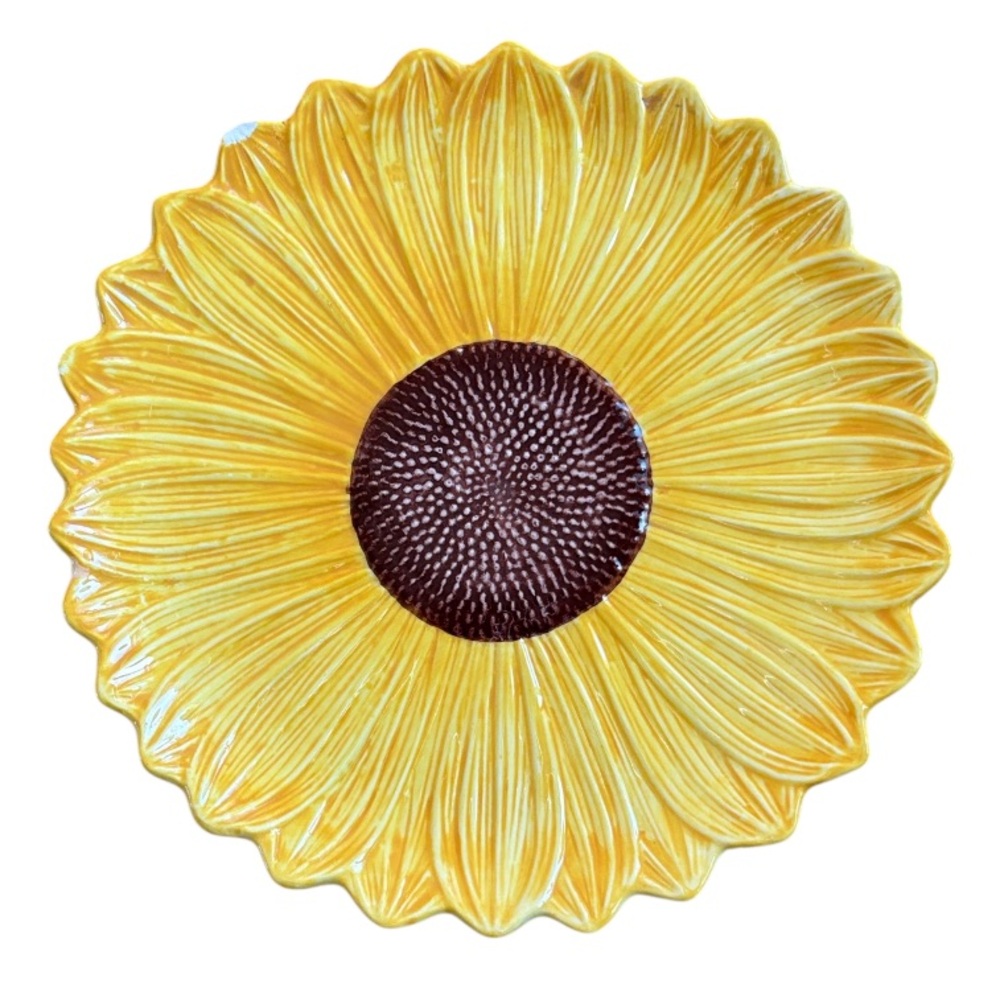 Vintage Seymour Mann Hand Painted Faience Sunflower Shaped Decorative Plate